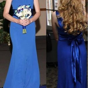 David's Bridal Satin/Chiffon High Neck Halter Sz4